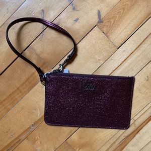 Coach Small Wristlet in Metallic Cherry